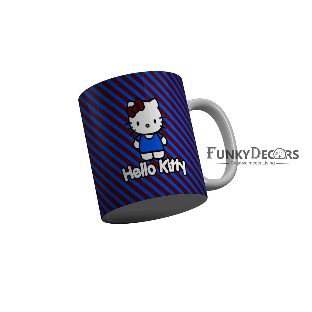 FunkyDecors Hello Kitty Blue Red Cartoon Ceramic Coffee Mug