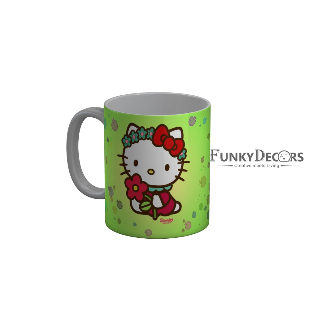 FunkyDecors Hello Kitty Flower Green Cartoon Ceramic Coffee Mug