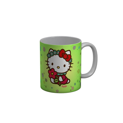 FunkyDecors Hello Kitty Flower Green Cartoon Ceramic Coffee Mug