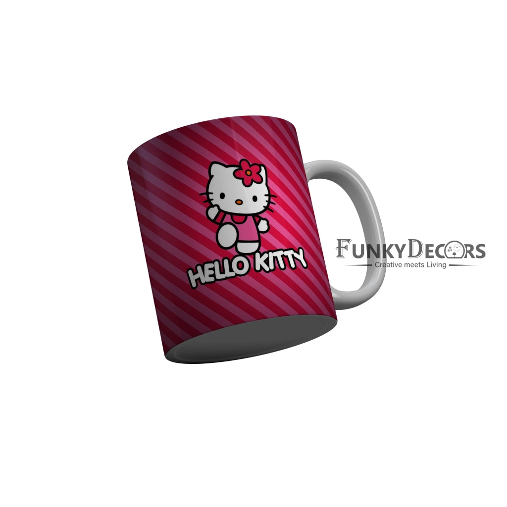 FunkyDecors Hello Kitty Pink Cartoon Ceramic Coffee Mug