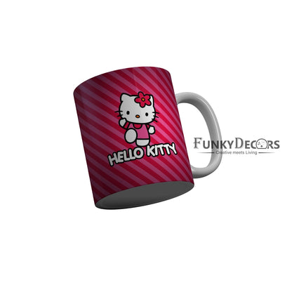 FunkyDecors Hello Kitty Pink Cartoon Ceramic Coffee Mug