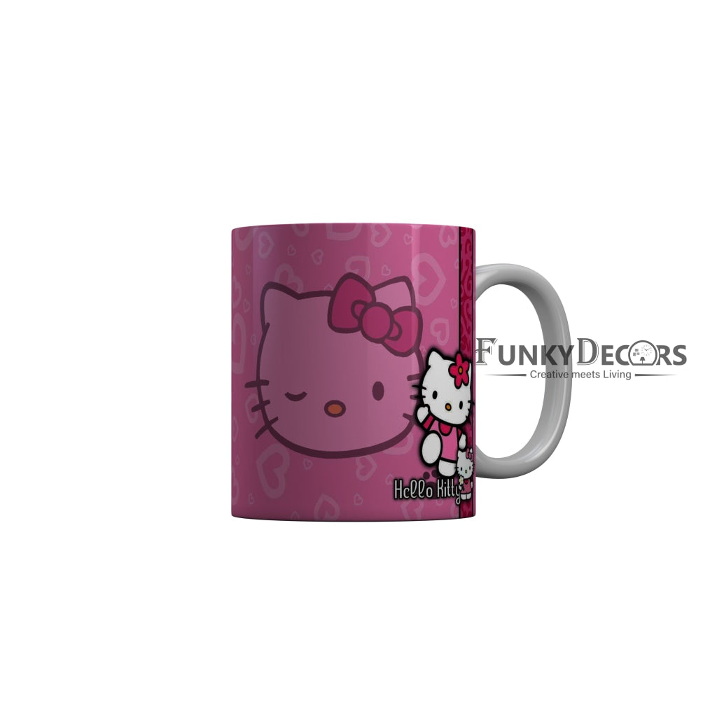 FunkyDecors Hello Kitty Pink Cartoon Ceramic Coffee Mug