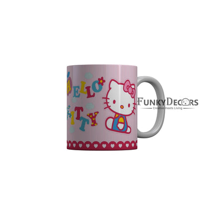 FunkyDecors Hello Kitty Pink Cartoon Ceramic Coffee Mug