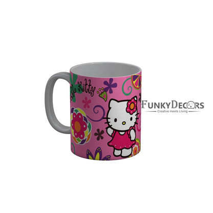 FunkyDecors Hello Kitty Pink Cartoon Ceramic Coffee Mug