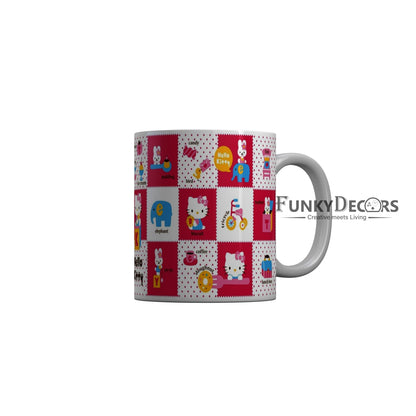 FunkyDecors Hello Kitty Pink Cartoon Ceramic Coffee Mug