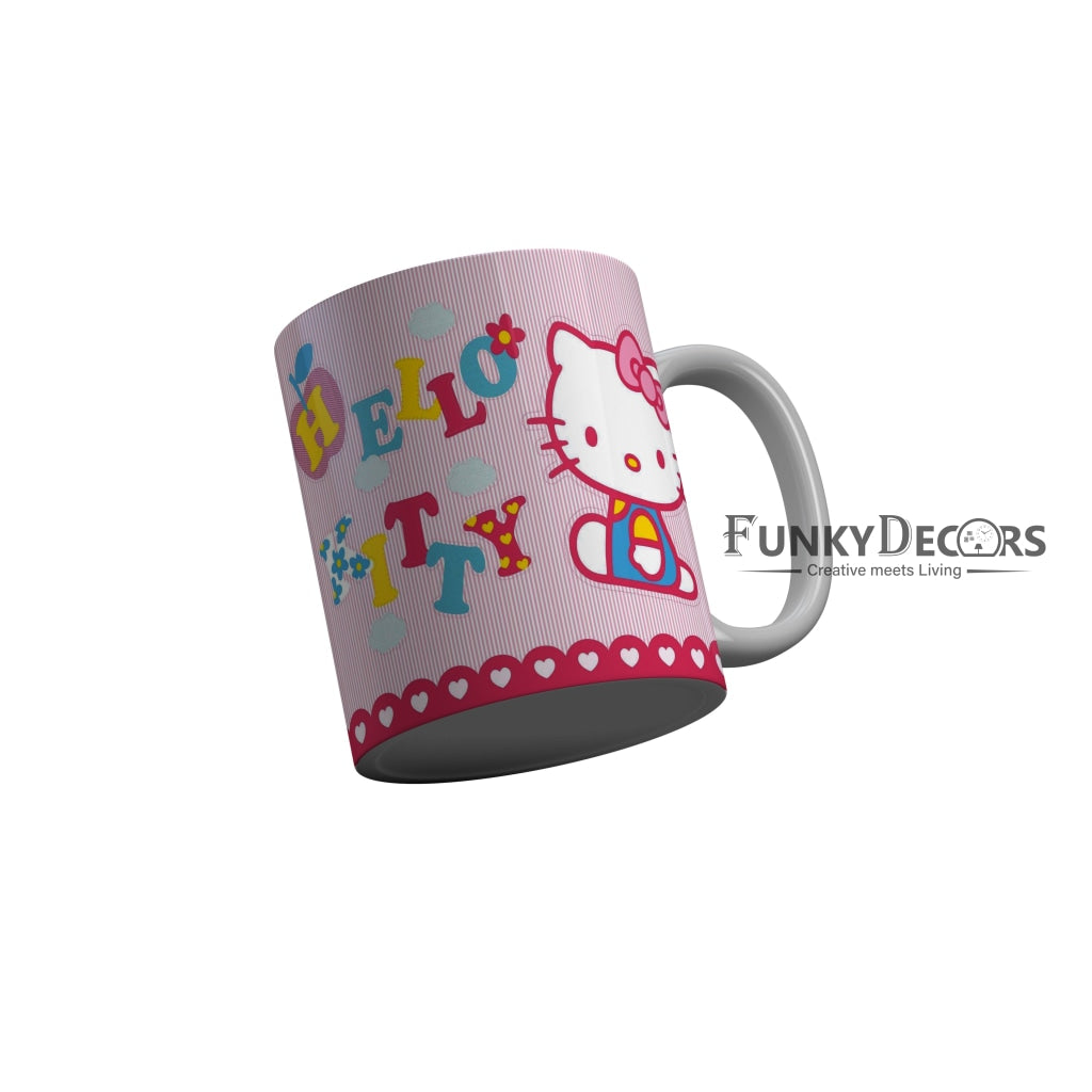 FunkyDecors Hello Kitty Pink Cartoon Ceramic Coffee Mug