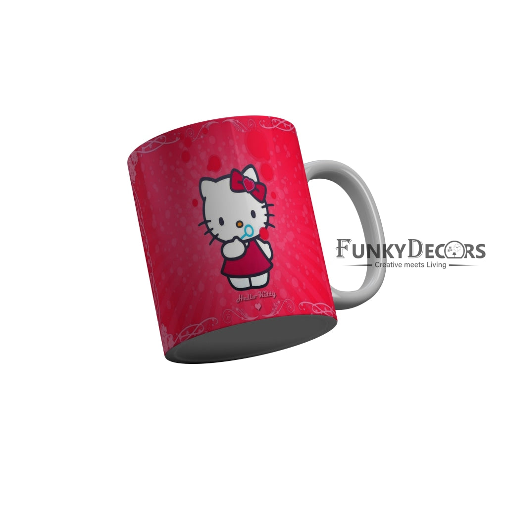 FunkyDecors Hello Kitty Pink Cartoon Ceramic Coffee Mug
