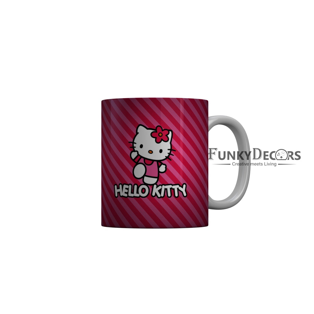 FunkyDecors Hello Kitty Pink Cartoon Ceramic Coffee Mug