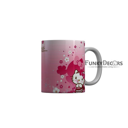 FunkyDecors Hello Kitty Pink Cartoon Ceramic Coffee Mug