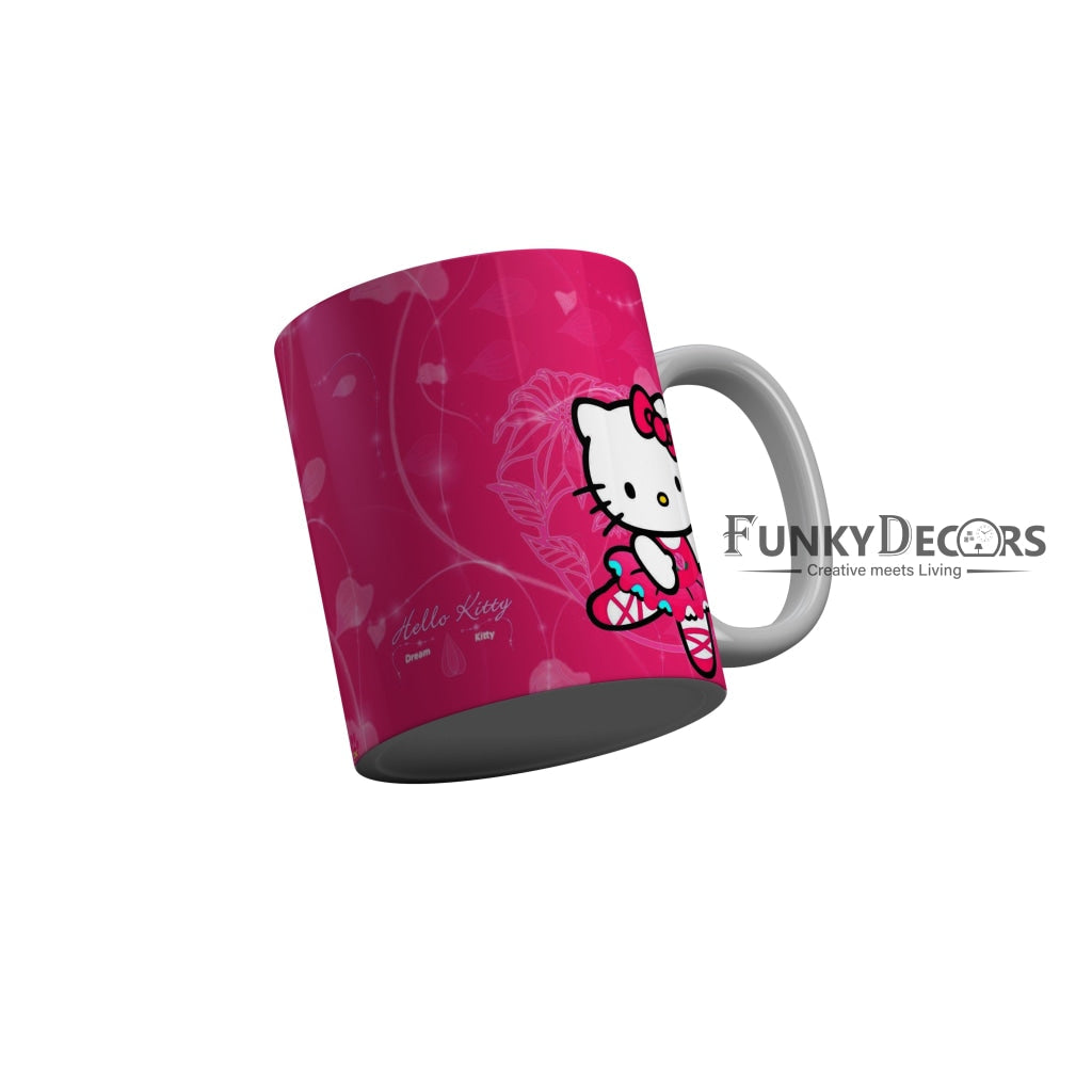 FunkyDecors Hello Kitty Pink Cartoon Ceramic Coffee Mug