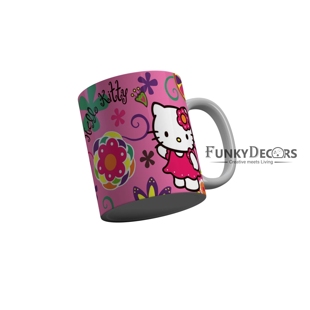FunkyDecors Hello Kitty Pink Cartoon Ceramic Coffee Mug