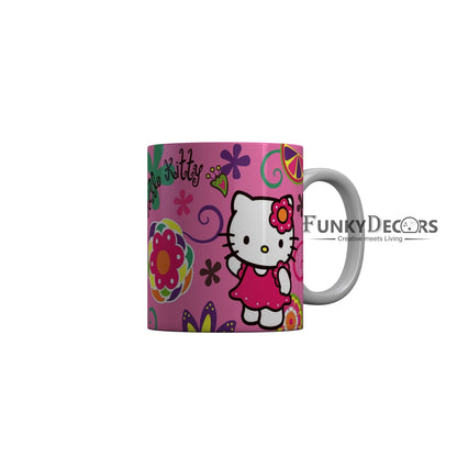 FunkyDecors Hello Kitty Pink Cartoon Ceramic Coffee Mug