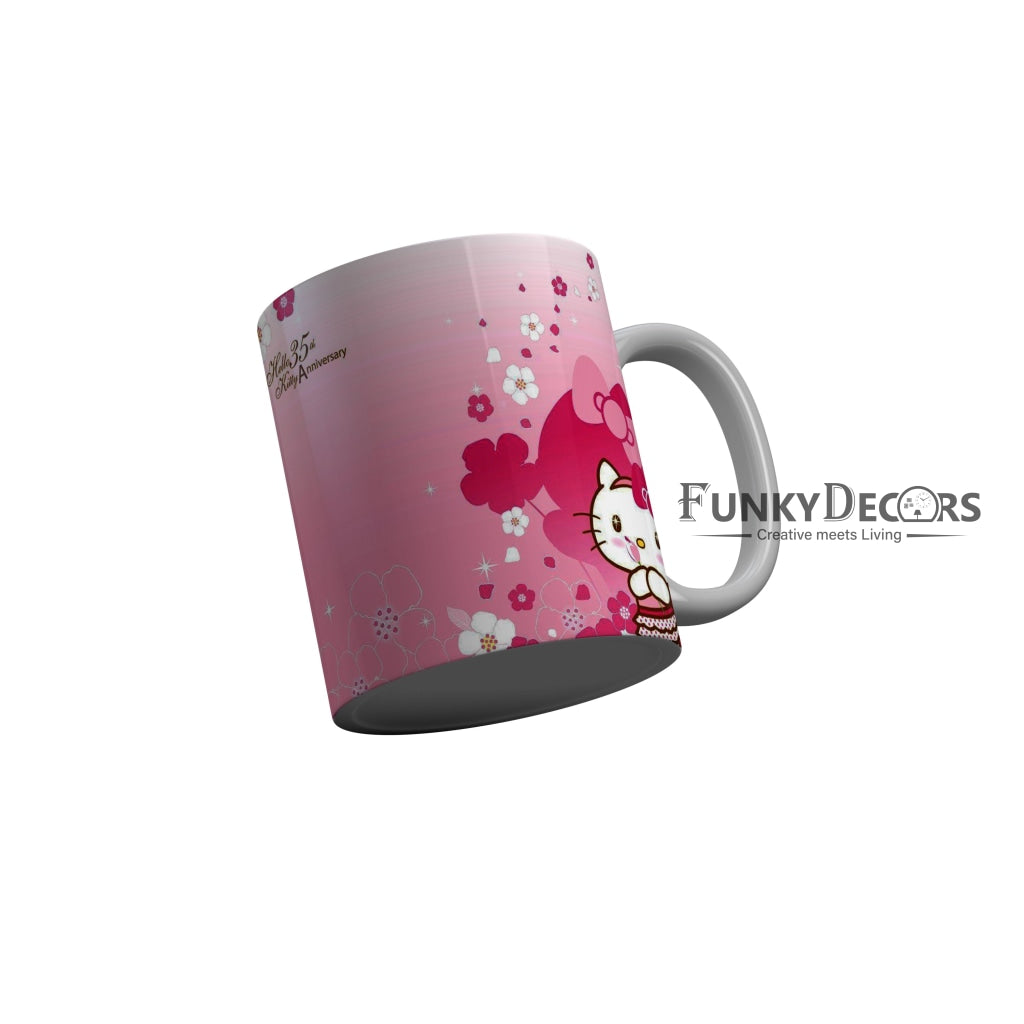 FunkyDecors Hello Kitty Pink Cartoon Ceramic Coffee Mug