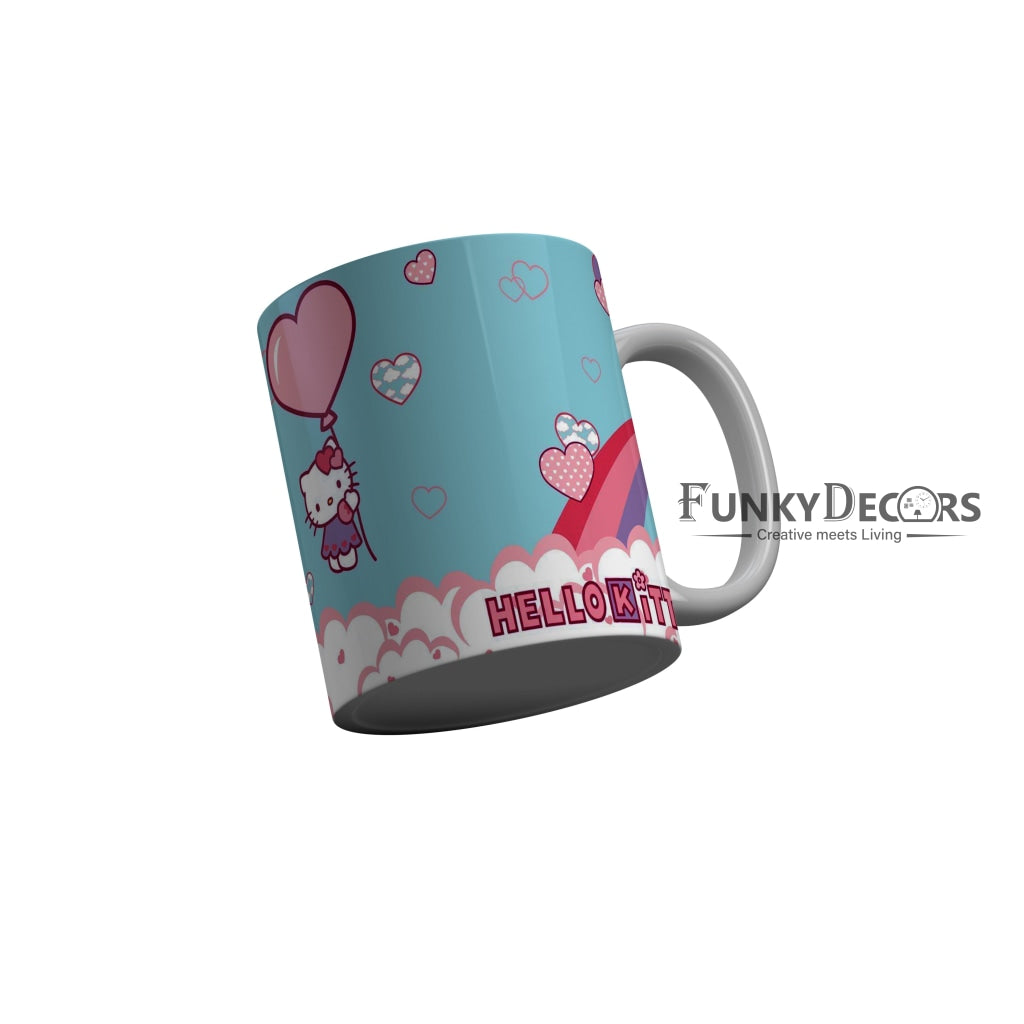 FunkyDecors Hello Kitty Rainbow Blue Cartoon Ceramic Coffee Mug