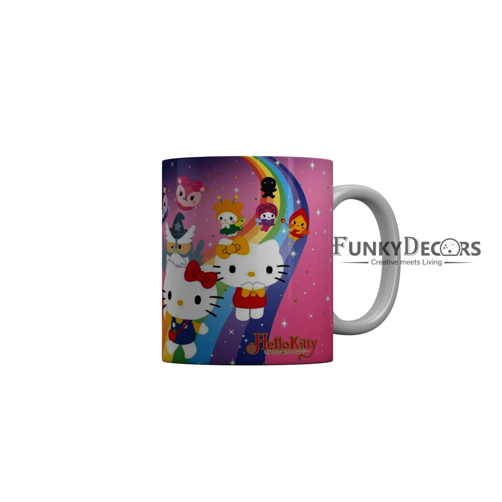 FunkyDecors Hello Kitty Rainbow Cartoon Ceramic Coffee Mug