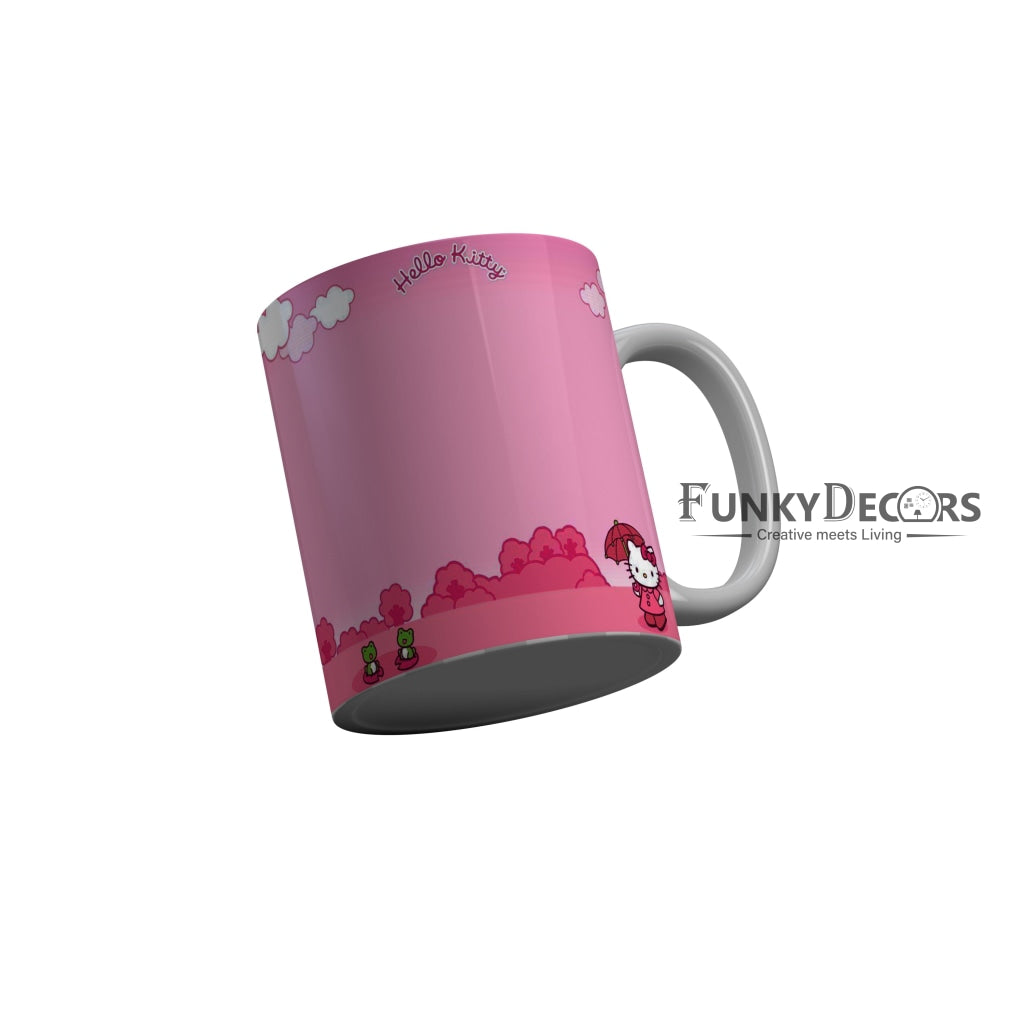 FunkyDecors Hello Kitty Rainy Season Cartoon Ceramic Coffee Mug