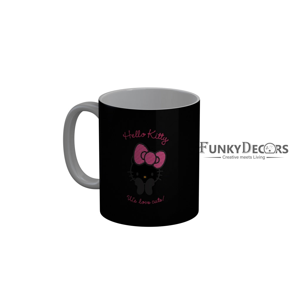 FunkyDecors Hello Kitty We Love Cute Black Cartoon Ceramic Coffee Mug