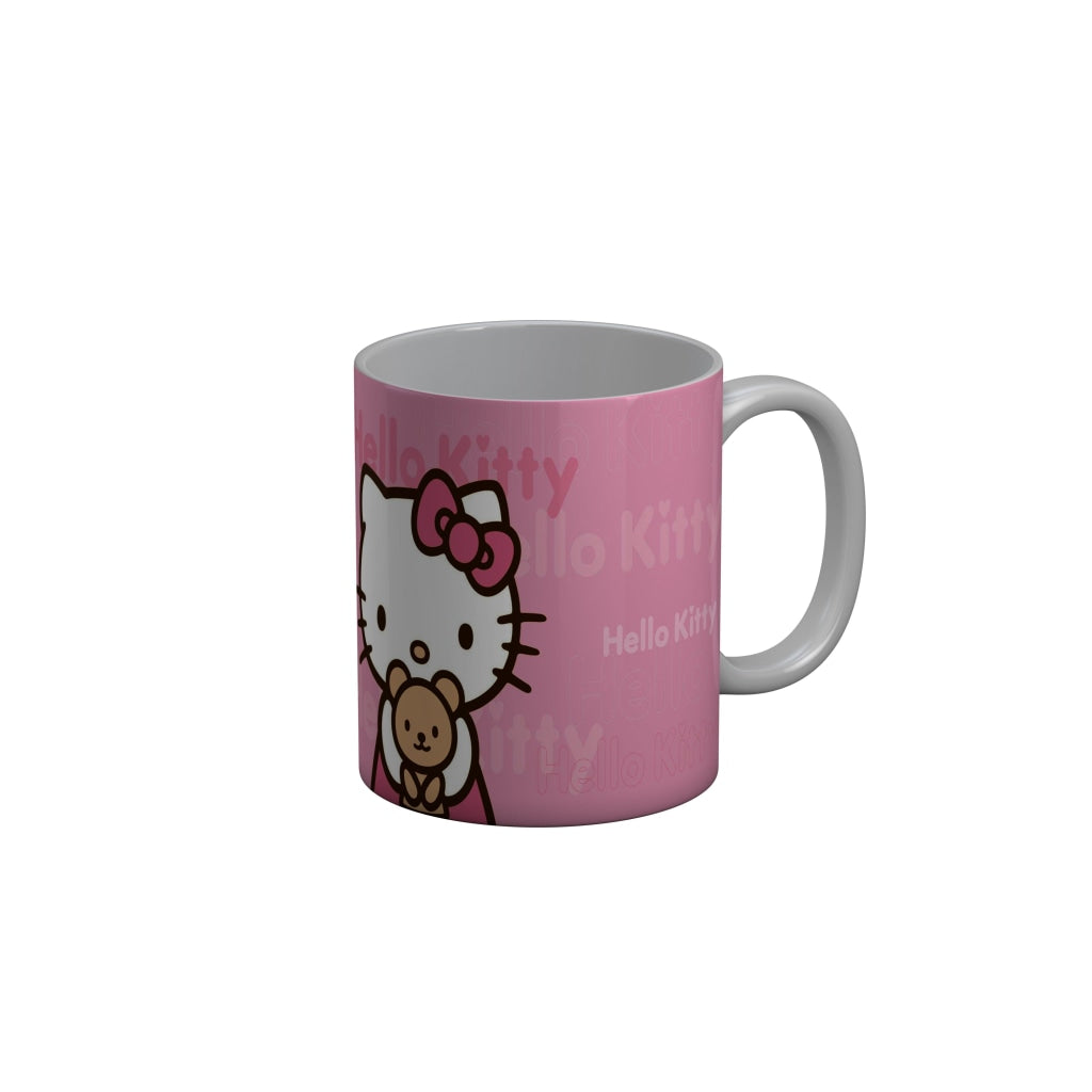 FunkyDecors Hello Kitty with Teddy Pink Cartoon Ceramic Coffee Mug