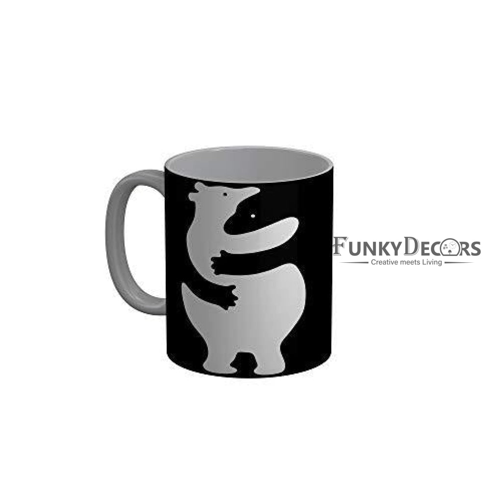 Funkydecors Hugging Teddy Black Funny Quotes Ceramic Coffee Mug 350 Ml Mugs