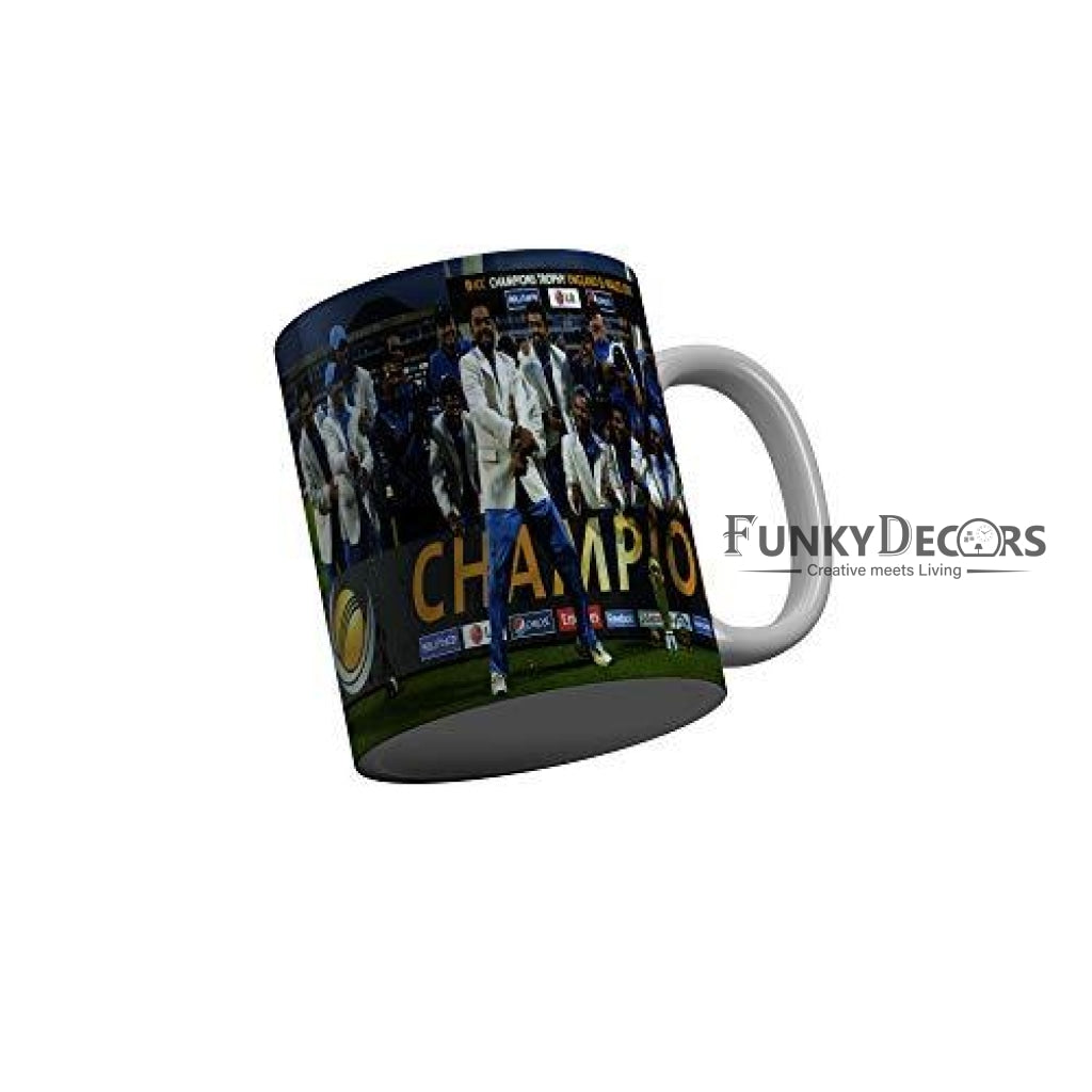 Funkydecors Indian Cricket Team Champions Ceramic Mug 350 Ml Multicolor Mugs