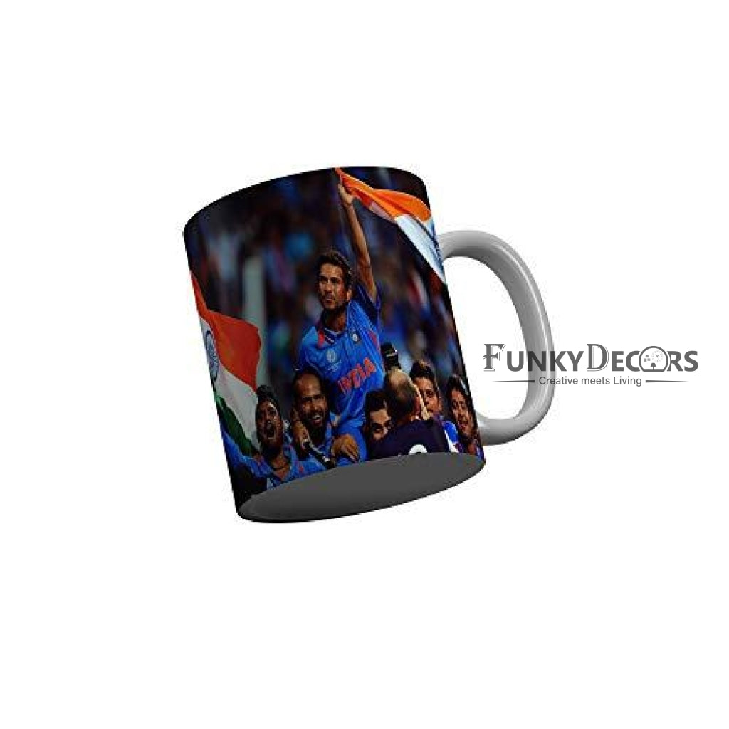 Funkydecors Indian Cricket Team Champions Ceramic Mug 350 Ml Multicolor Mugs