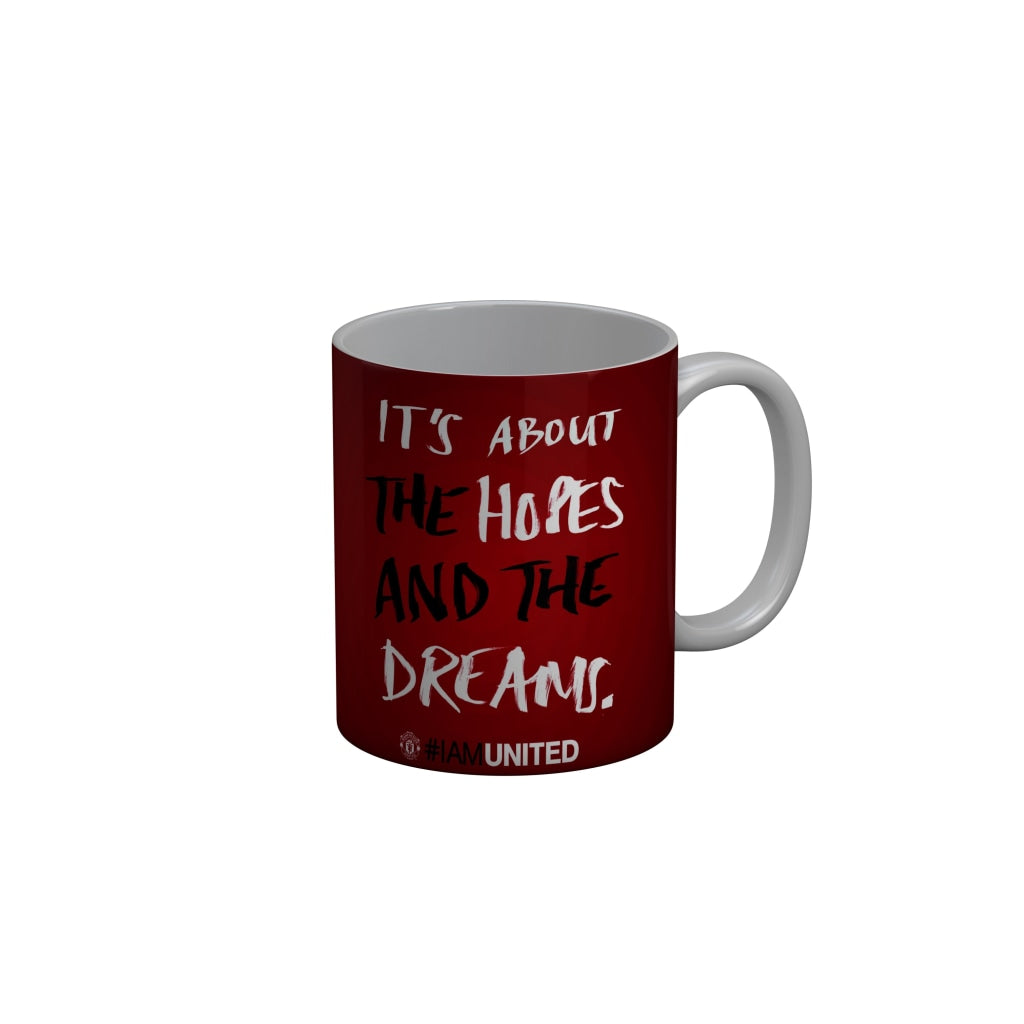 FunkyDecors Its About The Hopes And The Dreams Red Quotes Ceramic Coffee Mug, 350 ml