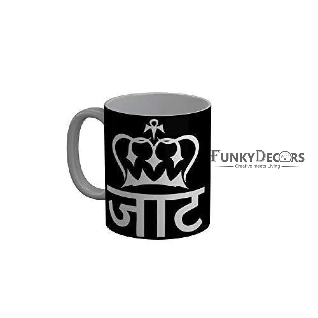 Funkydecors Jaat Black Funny Quotes Ceramic Coffee Mug 350 Ml Mugs