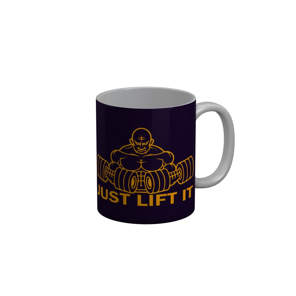 FunkyDecors Just Lift It Funny Quotes Ceramic Coffee Mug, 350 ml