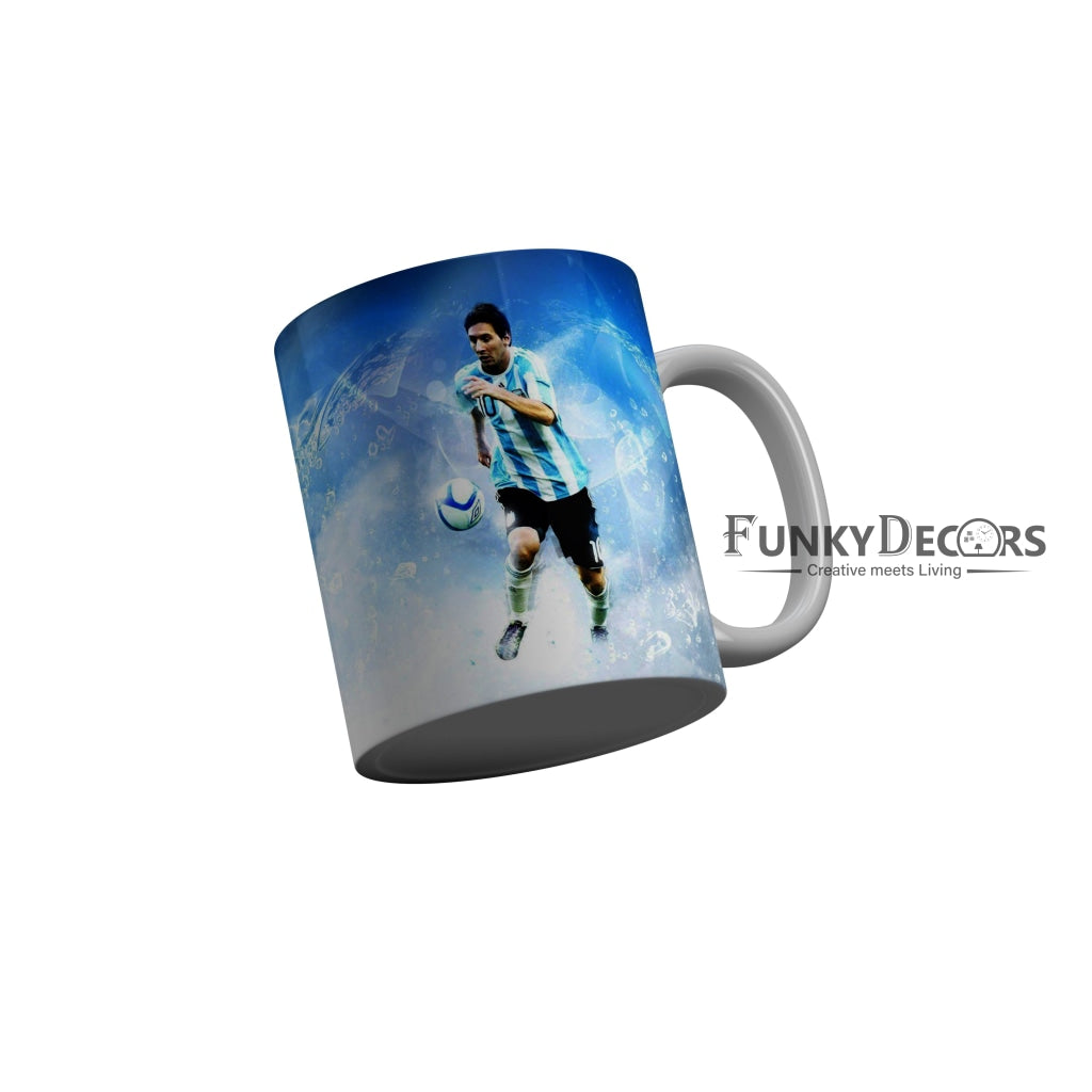 FunkyDecors Lionel Messi Football Ceramic Coffee Mug