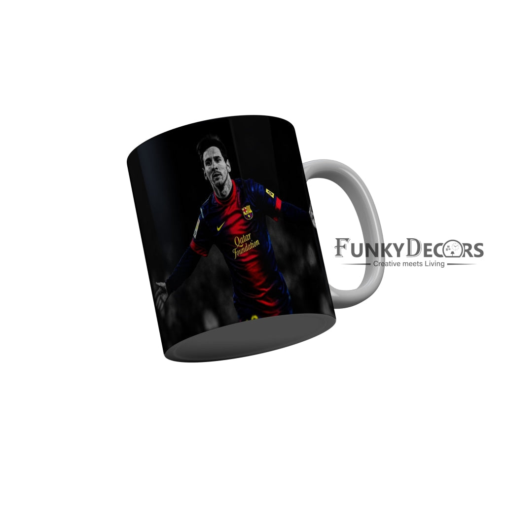 FunkyDecors Lionel Messi Football Ceramic Coffee Mug