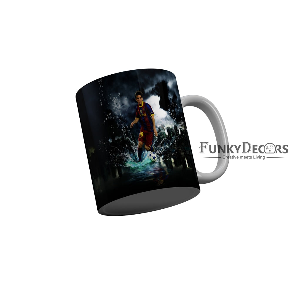 FunkyDecors Lionel Messi Football Ceramic Coffee Mug