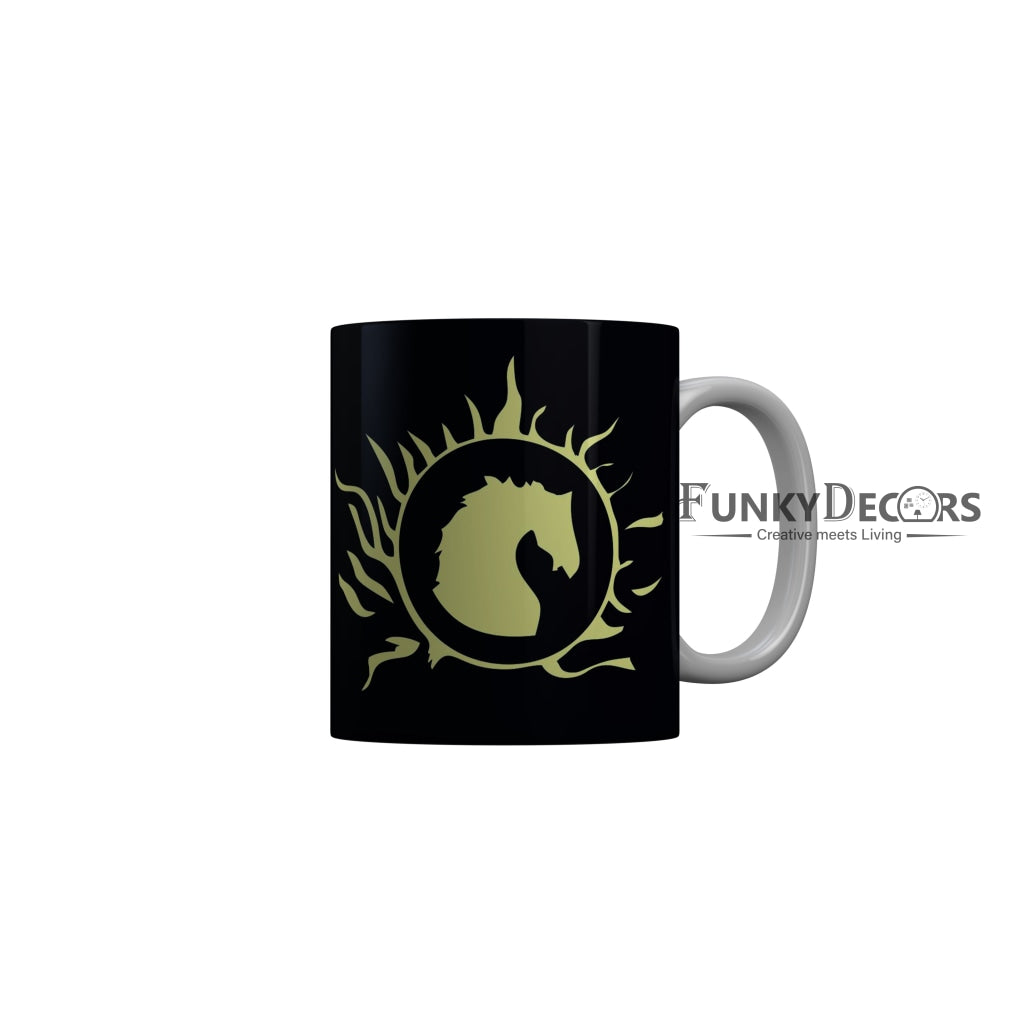 FunkyDecors Logo Black Ceramic Coffee Mug, 350 ml