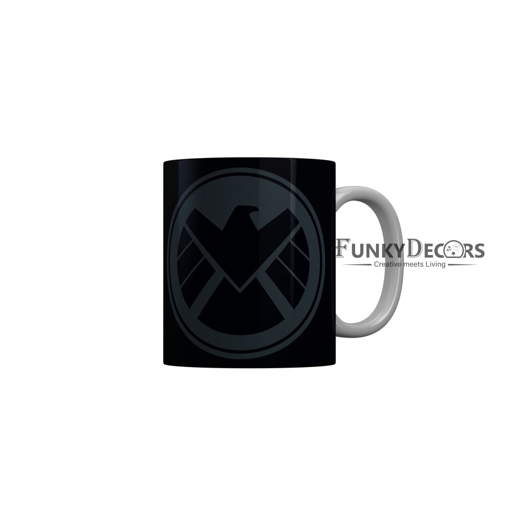 FunkyDecors Logo Black Ceramic Coffee Mug, 350 ml