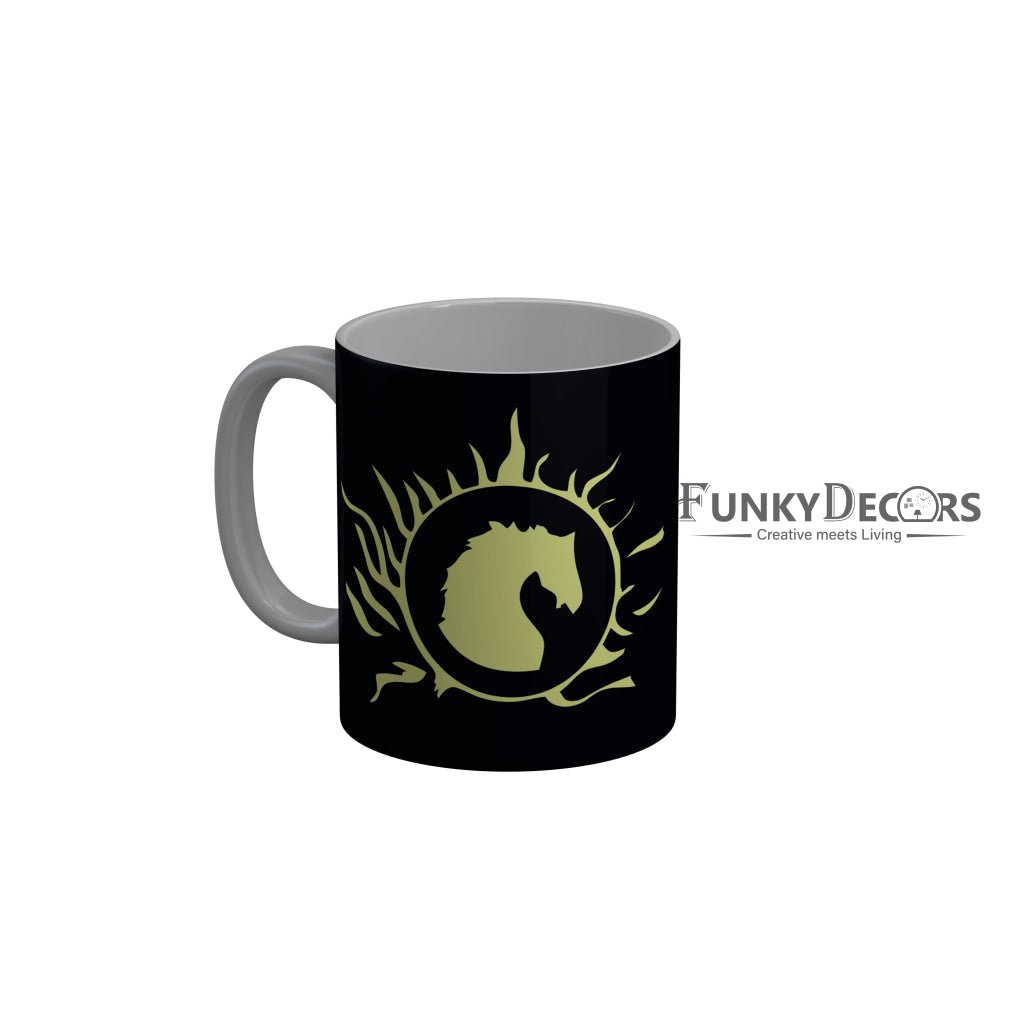 FunkyDecors Logo Black Ceramic Coffee Mug, 350 ml