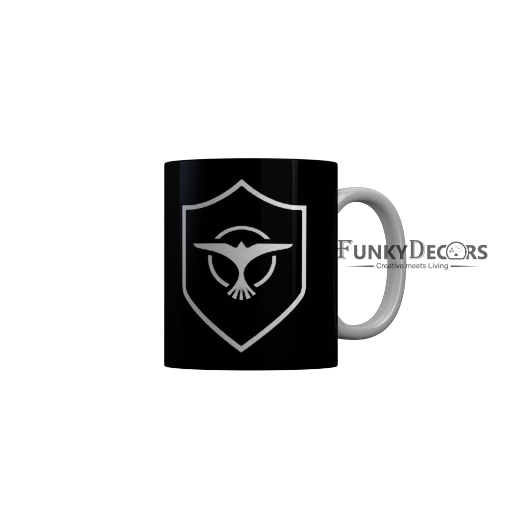 FunkyDecors Logo Black Ceramic Coffee Mug, 350 ml