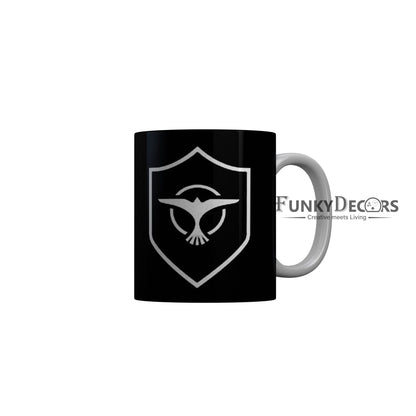 FunkyDecors Logo Black Ceramic Coffee Mug, 350 ml