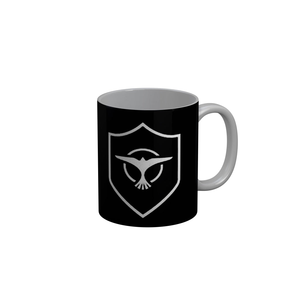 FunkyDecors Logo Black Ceramic Coffee Mug, 350 ml