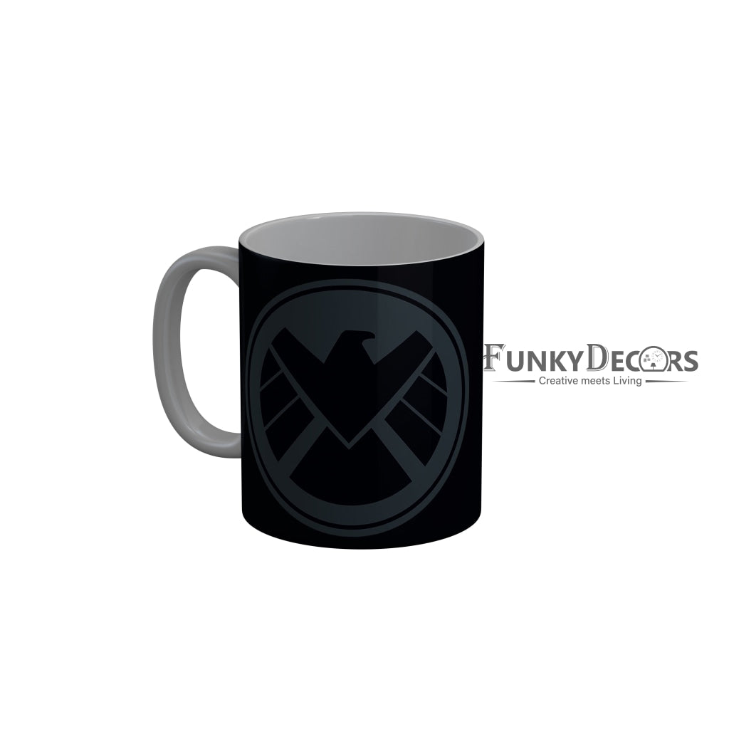 FunkyDecors Logo Black Ceramic Coffee Mug, 350 ml