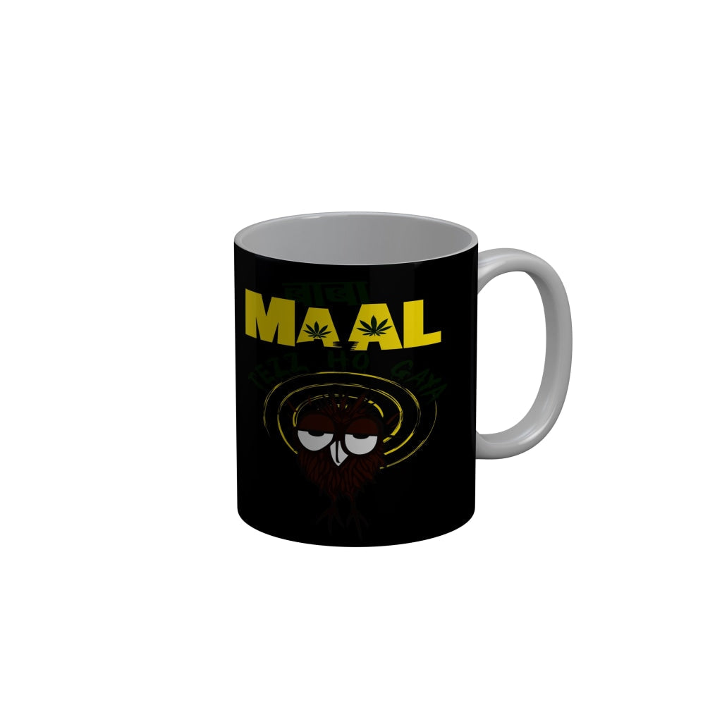 FunkyDecors Maal Black Funny Quotes Ceramic Coffee Mug, 350 ml