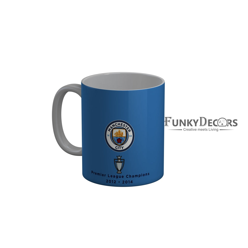 FunkyDecors Manchester City Football Premier League Champions 2012-2014 Blue Ceramic Coffee Mug