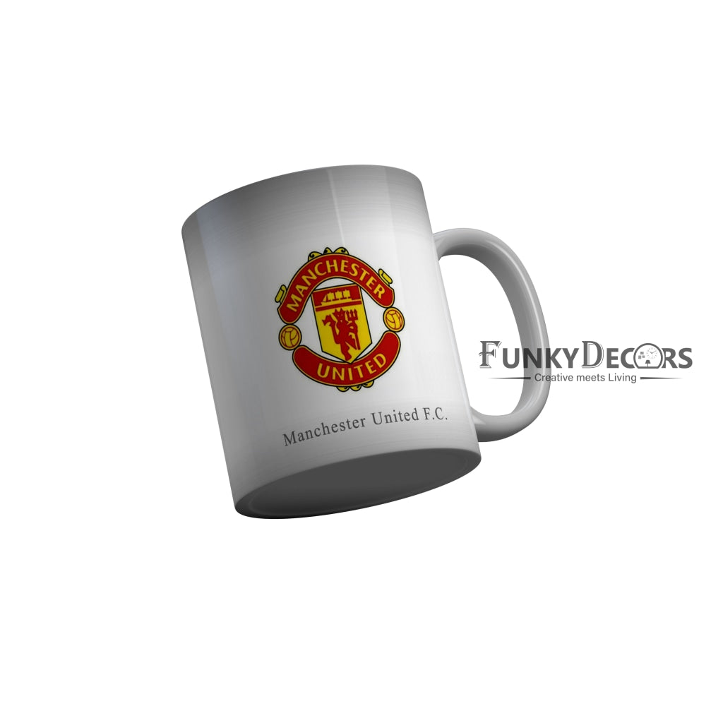 FunkyDecors Manchester United Football White Ceramic Coffee Mug