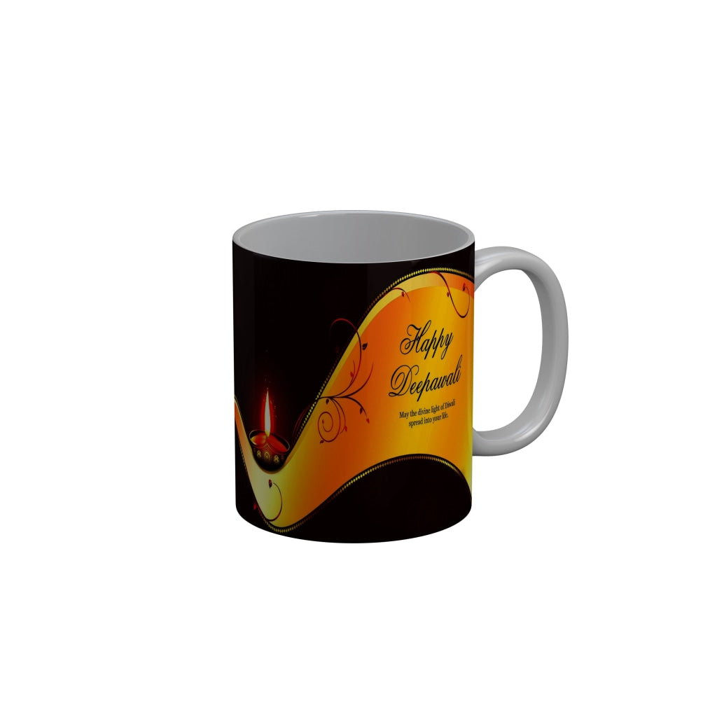 FunkyDecors May the divine light of diwali spread into your life Happy Deepawali Ceramic Mug, 350 ML, Multicolor