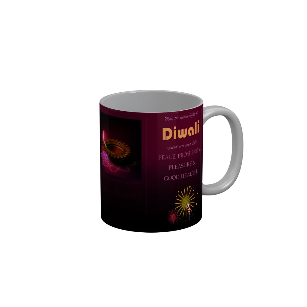 FunkyDecors May the drivin diwali spread into your life Peace Prosperity Pleasure and Good health Happy Diwali Ceramic Mug, 350 ML, Multicolor