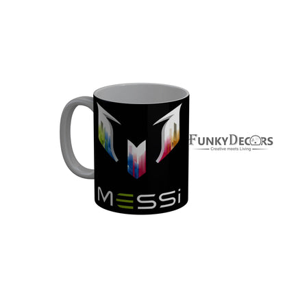 FunkyDecors Messi Black Quotes Ceramic Coffee Mug, 350 ml