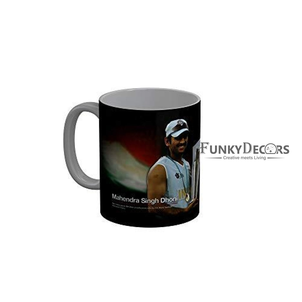 Funkydecors Ms Dhoni Indian Cricket Team Player Ceramic Mug 350 Ml Multicolor Mugs