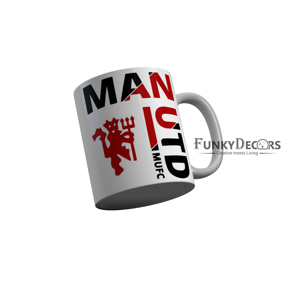 FunkyDecors MUFC Grey Ceramic Coffee Mug, 350 ml