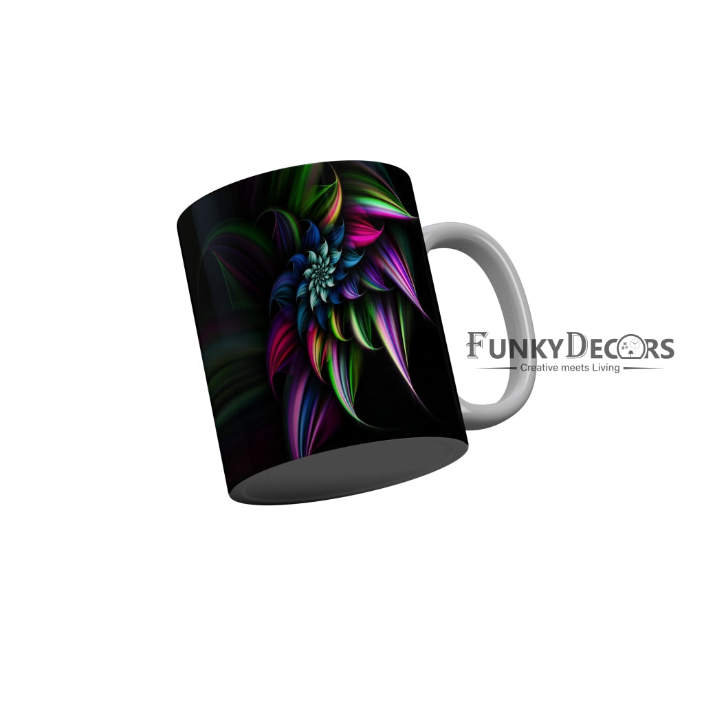 FunkyDecors Multicolor Flower Pattern Ceramic Coffee Mug