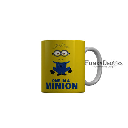 FunkyDecors One In A Minion Yellow Quotes Ceramic Coffee Mug, 350 ml
