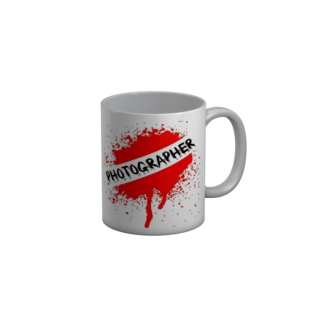 FunkyDecors Photographer White Quotes Ceramic Coffee Mug, 350 ml