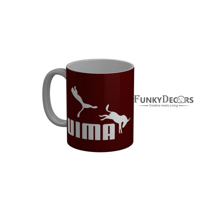 FunkyDecors Puma Red Quotes Ceramic Coffee Mug, 350 ml